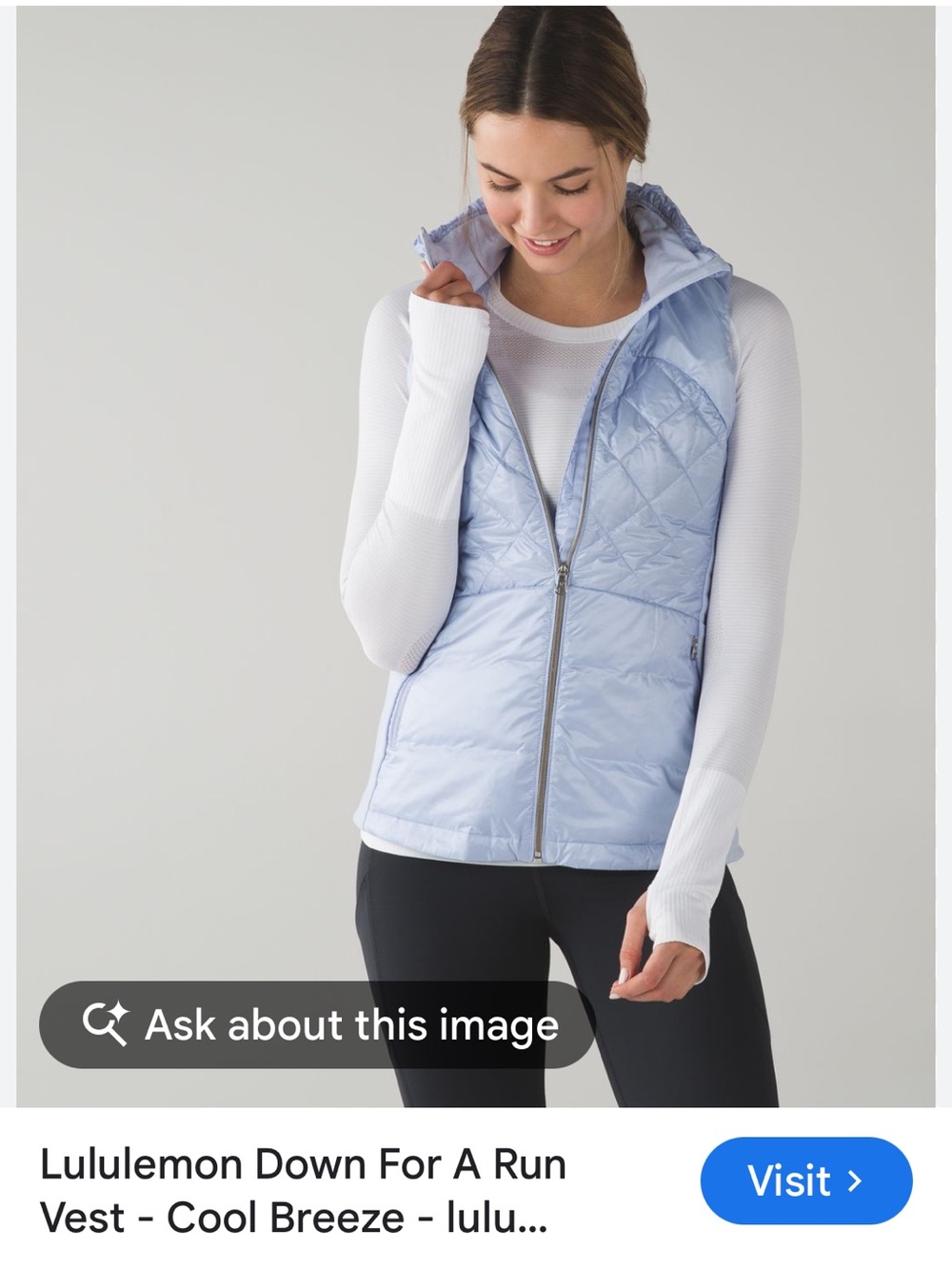 EUC Lululemon Down For A Run Vest. Size 4
Color is Cool Breeze